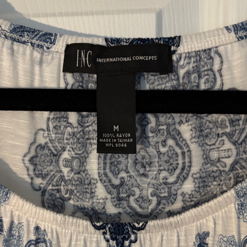 INC International Concepts Navy and White Blouse - Picture 2 of 3